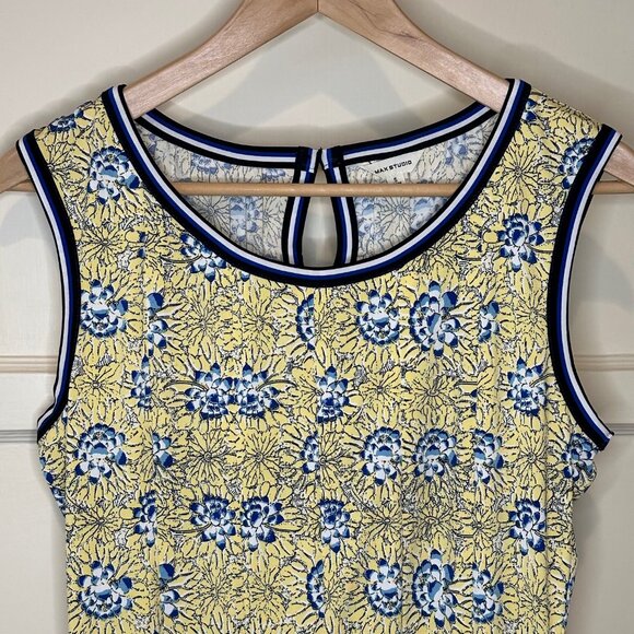 SALE 2/15 Max Studio Sleeveless Floral Mini Dress Blue/Yellow Size Small - Picture 3 of 8
